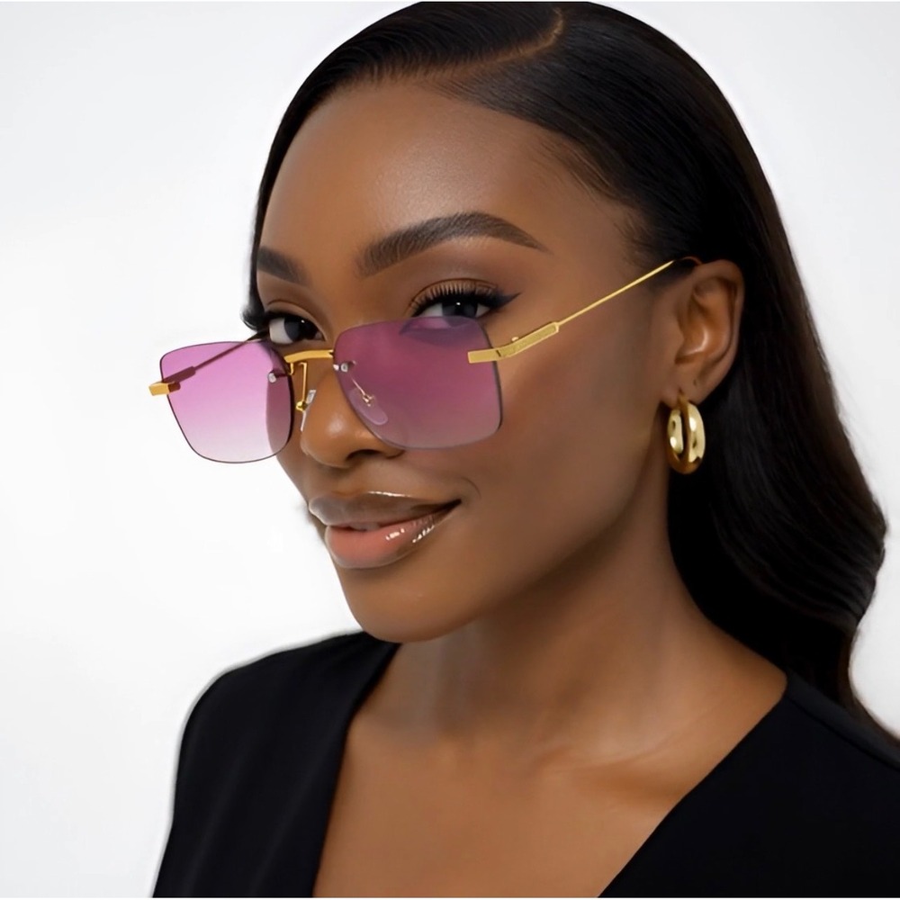 Women Purple‎ Gradient Sunglasses Gold Metal Shades Chic Trendy Comfortable New
